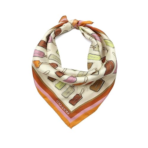 Coach leather hang tag printed silk bandana
