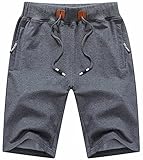Tyhengta Mens Shorts Casual Drawstring Elastic Waist Workout Shorts with Zipper Pockets Darkgray 34
