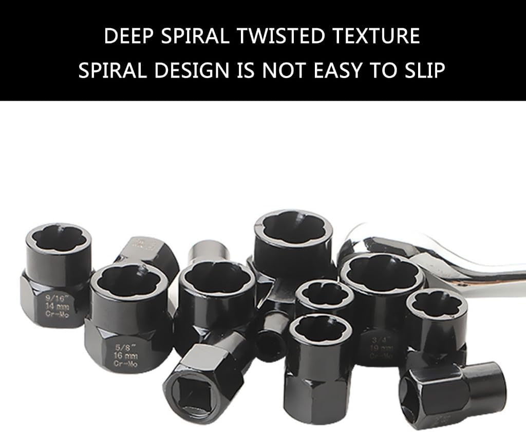14Pcs/set Bolts & Nut Remover Set Steel Bolts Extractor Tool with Solid Storage Case Damaged Remover Extractor Socket To