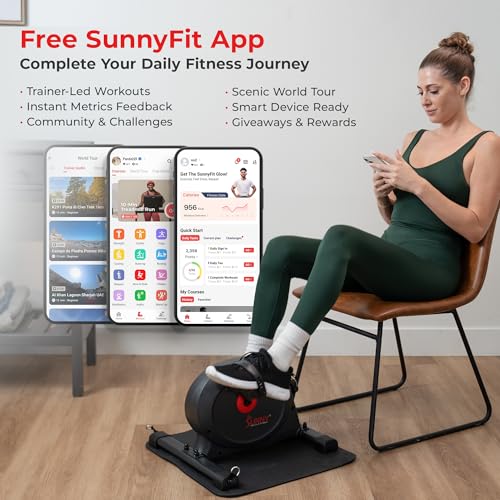 image for Sunny Health & Fitness Under Desk Smart Mini Pedal Exerciser, Exercise