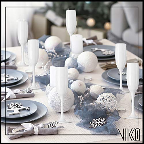 Vikko Décor White Champagne Flutes | 6 Ounce Capacity – Perfect For Parties, Weddings, And Everyday – Thick And Durable – Dishwasher Safe – Set Of 6 Sparkling Wine Glasses #TOP3