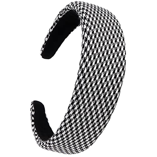 Loneedy 3Pcs Checkered Houndstooth Pattern Wide Hard Headbands Sponge Padded Headband Fashion Hair Band For Women And Girls (Houndstooth) #TOP1