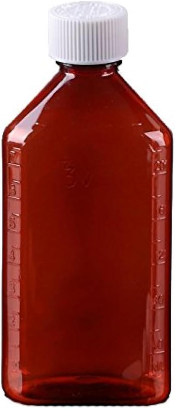 Pharmacy Oval Bottle Amber 1 oz with CR Caps Included (QTY. 100) - Prescription Pharmacy Bottle, Pharmacy Container, Prescription Plastic Container by Sponix
