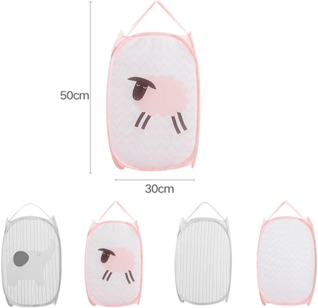 Foldable Pop up Mesh Hamper with Side Pocket Cartoon Elephant
