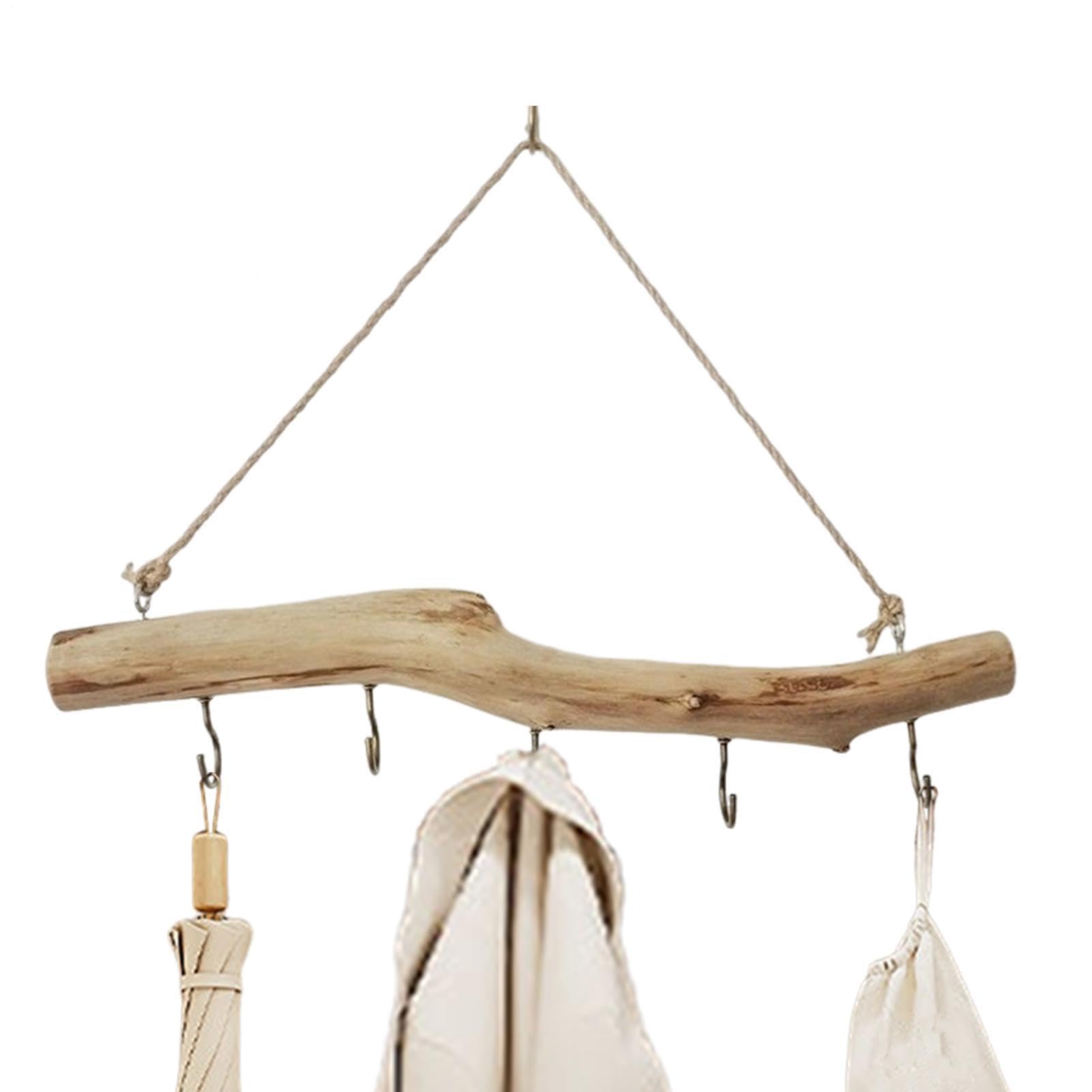 Rustikaler Holzzweig zum Aufhängen, Wanddekoration für -Styling, natürliches Holzmaterial mit Bindfaden, hängendes Design, dekoratives für Fotos, Pflanzen, Ornamente