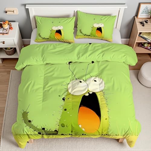 Housse Couette en Microfibre Douce 160x200 avec Zip Petit Monstre
