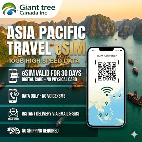 Asia-Pacific eSIM 10GB | 13-Country Travel Data Plan | Unrestricted Access to Google, FB, Whatsapp in China (No VPN Required) | Works in Japan, Korea, Australia, Singapore, Thailand | 4G/LTE Hotspot