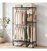 ★耐荷重190kg★ ハンガーラック 2段 省スペース シルバー 他カラー有 Amazon｜BreeRainz ハンガーラック 2段 大容量 耐荷重230kg スチール製