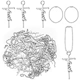 MTLEE 50/100/150 Pcs 13 x 27mm Mini Cross Charms with Chain Silver Small Pendants Beads for Jewelry Making Baptism Favors Crafting Craft DIY Necklace Bracelet Keychain(50 Pcs,Faith Style)