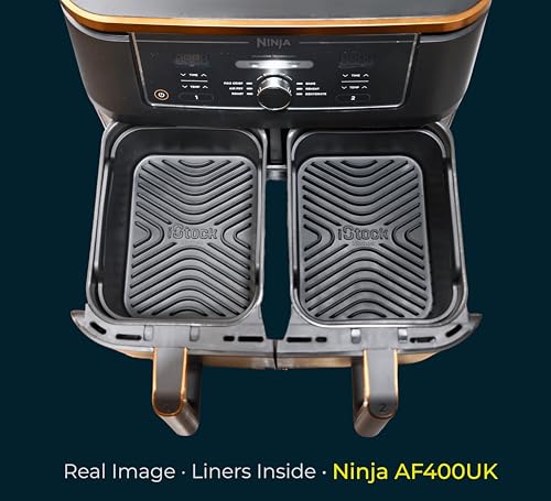 Airflow Pro™ Ninja 9.5L AF400UK Silicone Liners | 15Mm Raised Ridges For Crisp Airflow + 3Mm Thick | Dishwasher Safe | Designed For Ninja AF400UK (Glove-Like Fit) 2PCS | By Istock Kitchen - 3