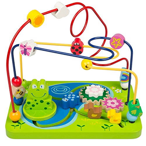 Svan Wooden Bead Maze - Happy Pond Roller - A Colorful Bead Coaster and Ground Maze in One for Preschool Educational Toys and Gift for Kids, Toddlers
