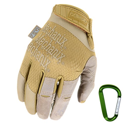 MECHANIX WEAR Specialty High Dexterity 0.5mm gants de protection, respirants et ergonomiques + mousquetons, noir, coyote / taille S, M, L, XL (M, coyote)