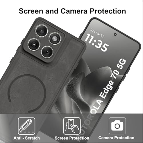 Image of SBMS Back Cover for Motorola Edge 70 5G | Ultra Slim Soft Rubberised Hard Case | Oil Feel Soft Leather Back | Mag-Safe Design (Mag-Safe Not Support) | Camera Protection Case for Moto Edge 70 (Grey)