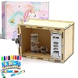 DIY Personalized Kids Piggy Bank with Lock - Wood Arts and Crafts Set, Birthday Gifts for Girls and Boys