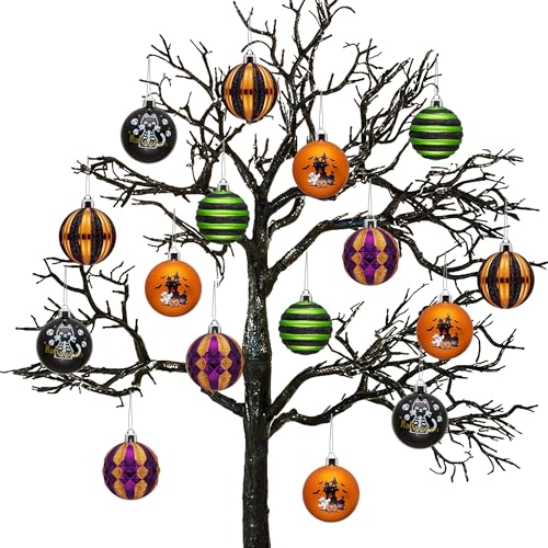 Valery Madelyn ハロウィン飾り ハロウィン オーナメント 可愛い ボール セット 5cm 16個入り 飾りつけ 吊り飾り 壁掛け パーティー 装飾 グッズ お化け 幽霊 パンプキン かぼちゃ ネコ 魔女のサムネイル