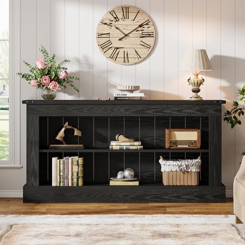 Image of Tribesigns Farmhouse TV Stand for 70-Inch TV, 63 inch Entertainment Center with Storage, Modern Media Console Table for Living Room, Bedroom (Black)