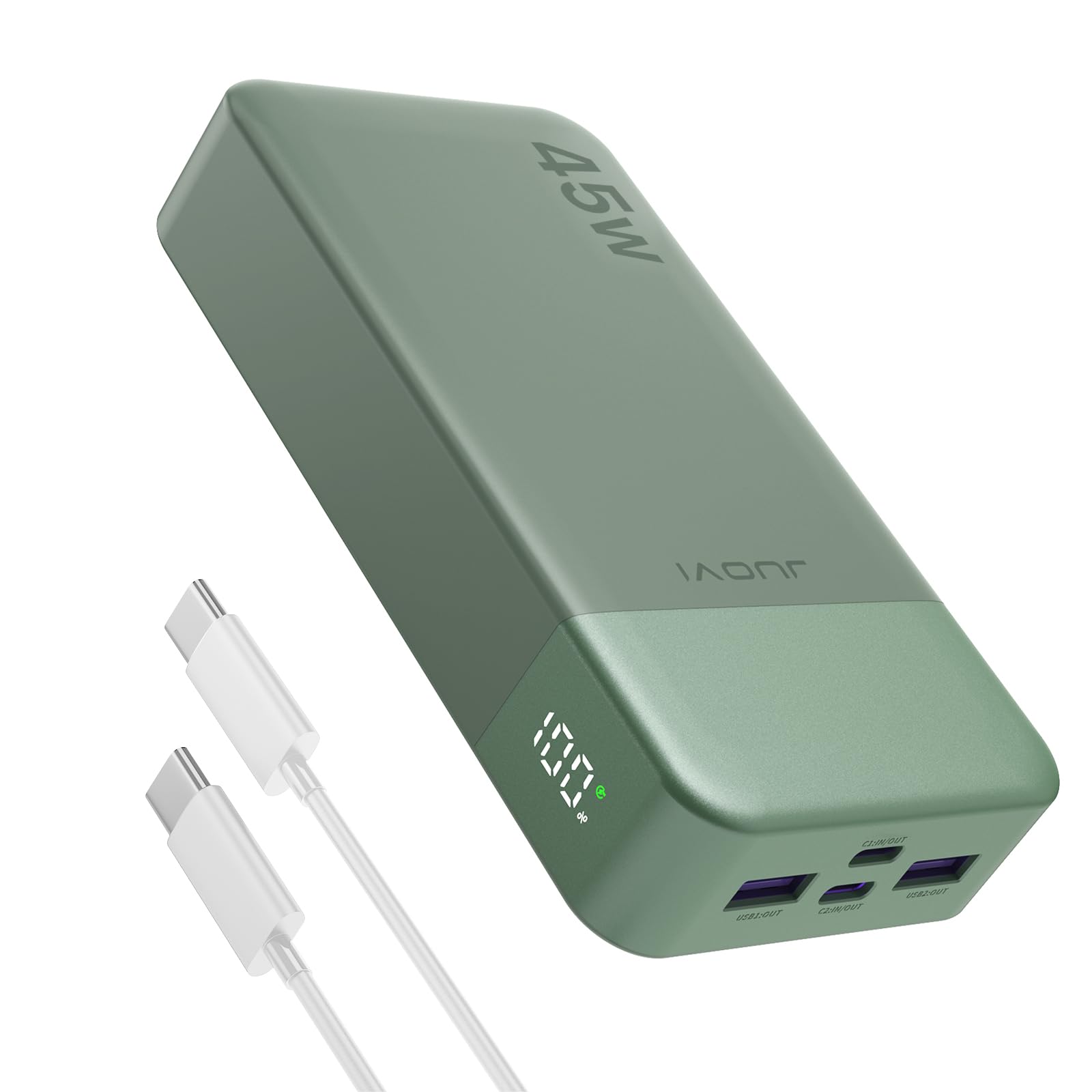 JUOVI Power Bank Portatile J2621, Batteria da 20000 mAh, Ricarica Rapida da 45 W, Compatibile con Switch, MacBook, Tablet, Dell, HP, Notebook, Samsung, iPhone 16 15 14 13, Steam Deck