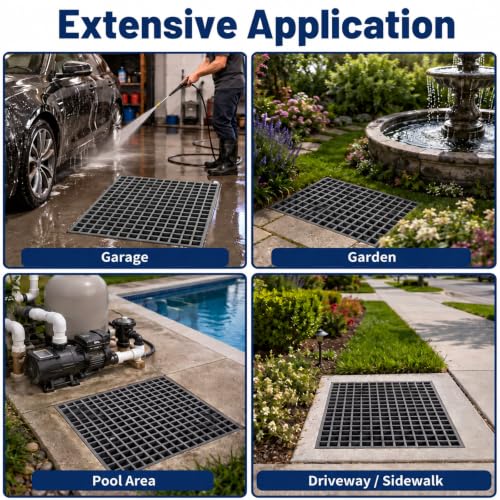 Image of Cinnvoice 1 Pcs FRP Molded Grating Panel, 2ft X 2ft X 1.5in, Grey
