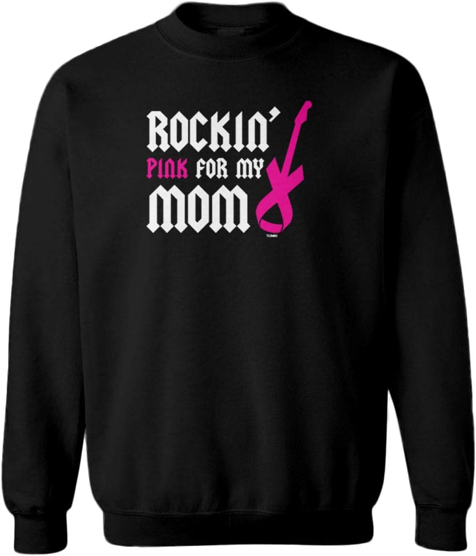 Tcombo Rockin' Pink for My Mom - Breast Cancer Youth Fleece Crewneck Sweater