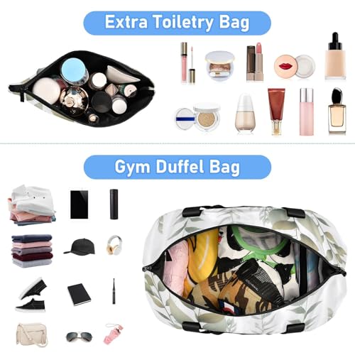 Boho Jungle Leafy Gym Bag for Women Sport Travel Duffel Bag Shoulder Weekender Overnight Bags with Wet Pocket & Shoe Compartment4