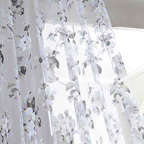 VORCOOL Cortinas transparentes de flor de orquídea para janela, janela, gaze para porta, cachecol, c