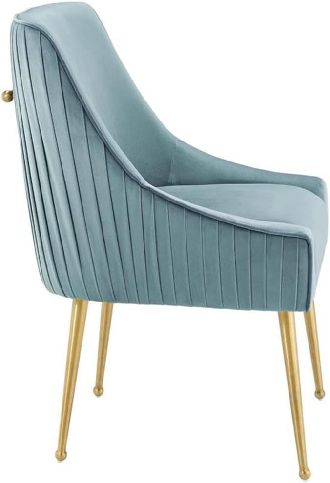 Modway Discern Pleated Back Upholstered Performance Velvet Dining Chair, Light Blue
