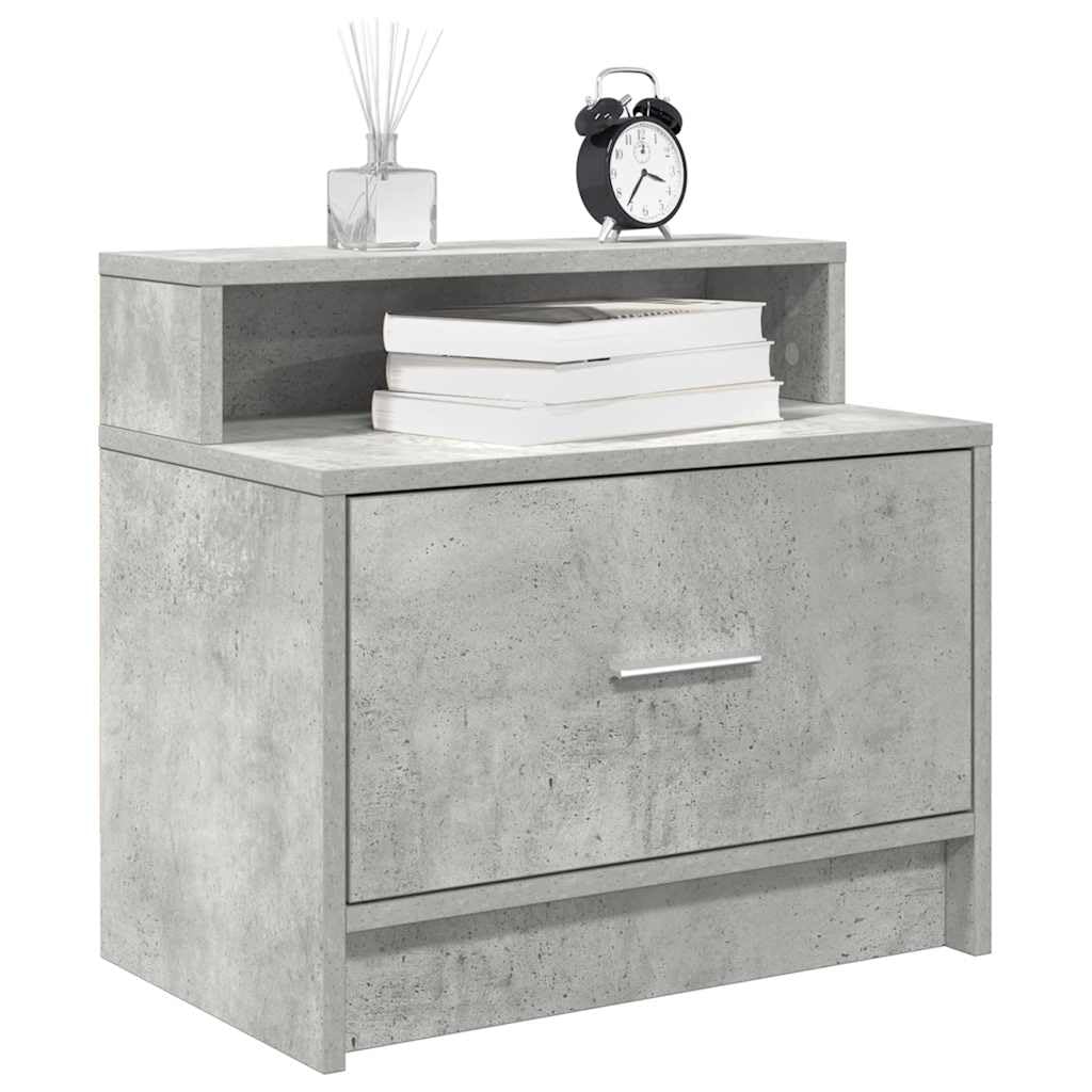 Table de chevet avec tiroir lot de 2 en bois gris béton 51 cm