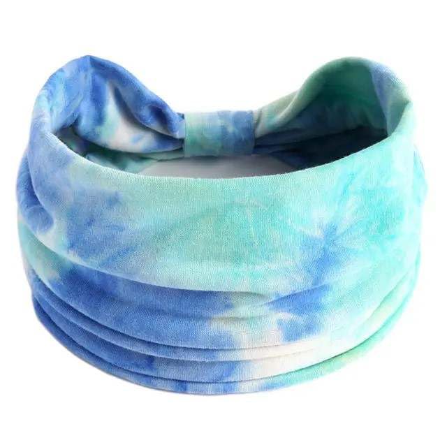 Image of XFYT Pack of 3 Tie-Dye Stretch Soft Hair Bands | Super Stylish Chic Fashionable high absorbtion Wide Headbands Set for Women Girls Yoga Sports Gym Workouts Exercise Tennis (Beau, Pack of 3)