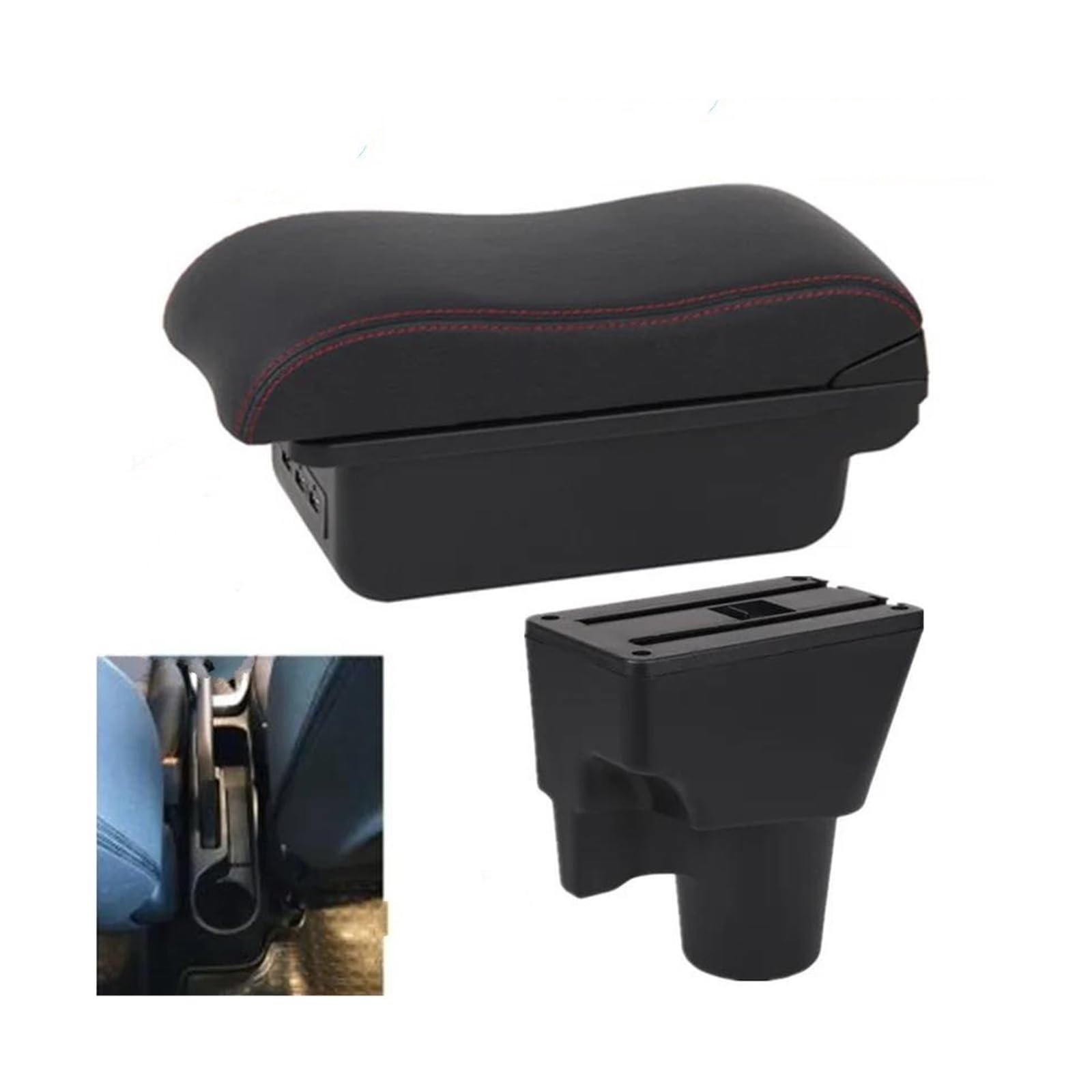 OOPUHKSY Armrest Box For Kia For Picanto For Picanto 3X-Line Car Armrest Storage Box Interior Parts Car Accessories(B1 red line 3USB)