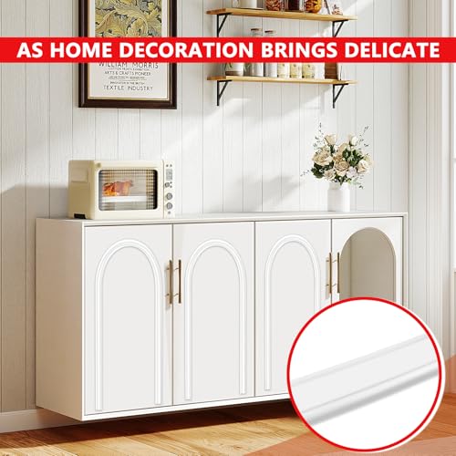 Molduras autoadhesivas blancas de 6m x 32mm para decoración de paredes y armarios 3