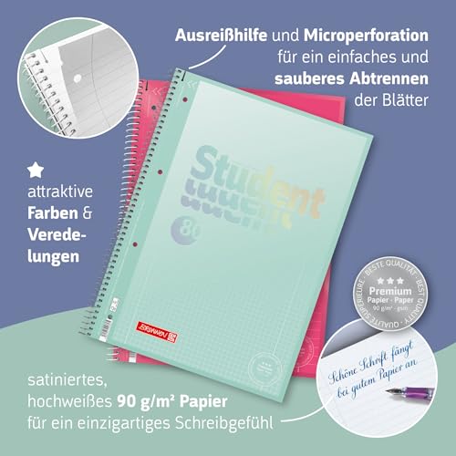 Libreta para apuntes BRUNNEN Premium Student A5 a rayas azul contra el desorden escolar 3