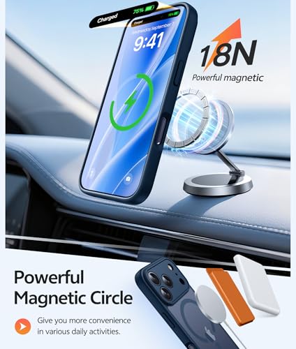 Image of FNTCASE for iPhone 17 Pro Max Case: [Compatible with Magsafe] Translucent Matte Cases with [Full Camera Protection] [Screen Protector] Military Grade Shockproof Protective Phone Cover - Blue