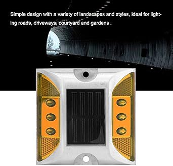 Zerone LED Road Reflector, 2-Sided Solar Power Ground Marker Lights, Yellow