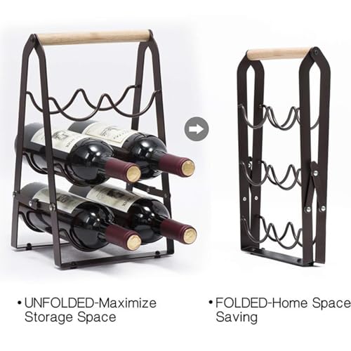 Soporte para botellas de vino de mesa plegable 6 botellas miniatura 2