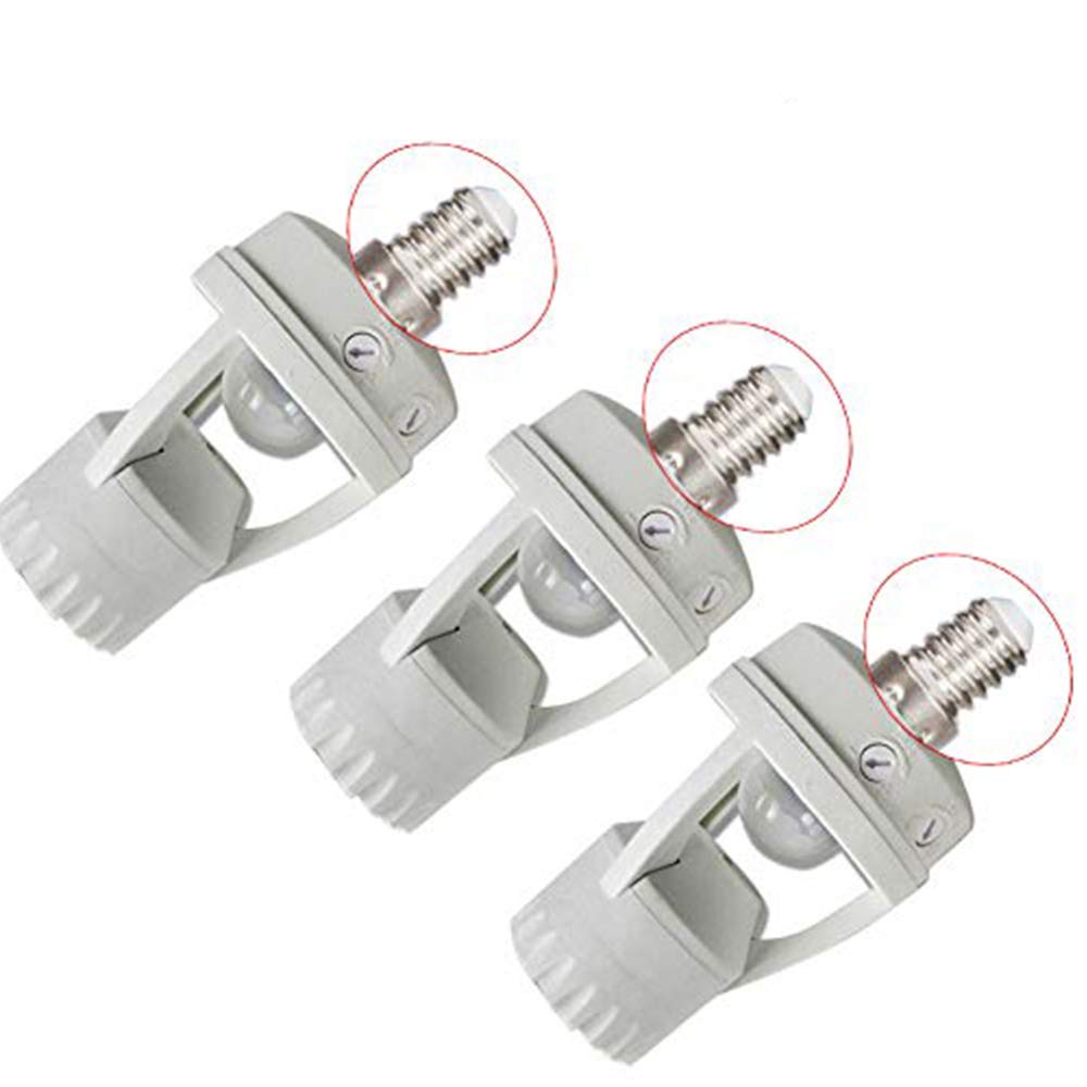 EBILUN 3PCS E14 Screw Light Bulb Holder LED PIR Infrared Motion Sensor Lamp Switch Socket Lamp Bases Light Bulb Holder Nightlight Adapter Converter White