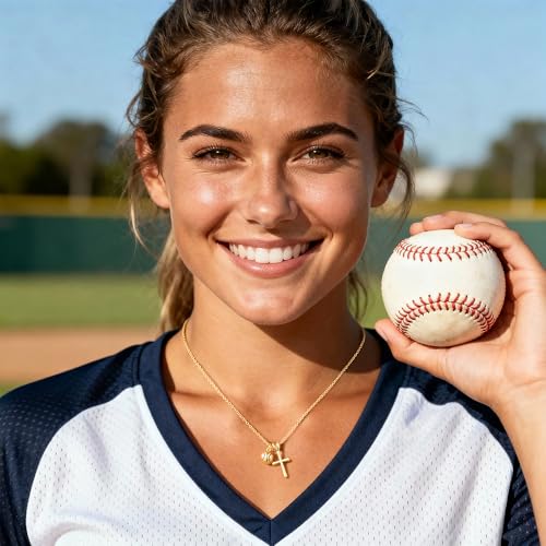 Turandoss Ball Sports Cross Necklace for Women | 14K Gold Plated, Soccer, Football, Basketball, Baseball, Volleyball, Tennis, Softball Pendant Choker Necklaces Jewelry - image 3