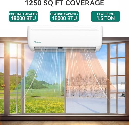 Image of YITAHOME 18000 BTU Mini Split AC /Heating System, Ductless Mini Split Air Conditioner Heat Pump,230V 19 SEER2 Energy Efficient Inverter AC Unit,Wifi Enabled Compatible with Alexa for Apartment, Garage