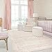 Nursery Rug for Baby Girl,Neutral Blush Pink Boho Cute Floral Foldable Machine Washable Soft Faux Wool Carpet Area Rugs for Living Room Bedroom Dorm Kids Playroom,5x7