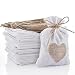 30pcs Burlap Bags Gift Pouches Heart Small Candy Jewelry Storage Package Sack for Wedding Bridal Shower Birthday Party Christmas Valentine's Day Favors DIY Craft, White 5.5x3.7 Inch