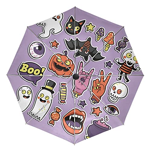 Parapluie protection UV et coupe-vent automatique crâne violet