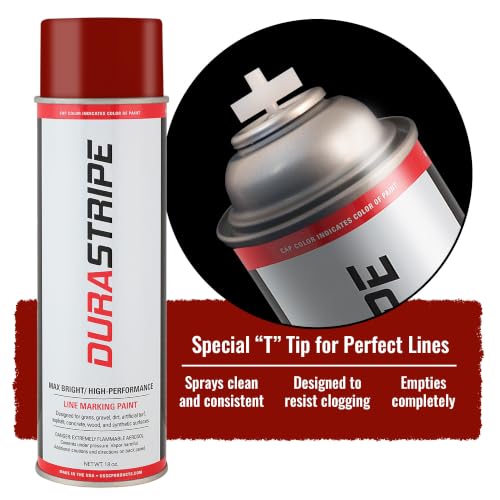 Image of Athletic Field Marking Paint - 2 Cases of 12 T-Tip Spray Cans (24 Total), 18 oz Each - Bright, Durable Field Striping Paint (Cardinal Red)