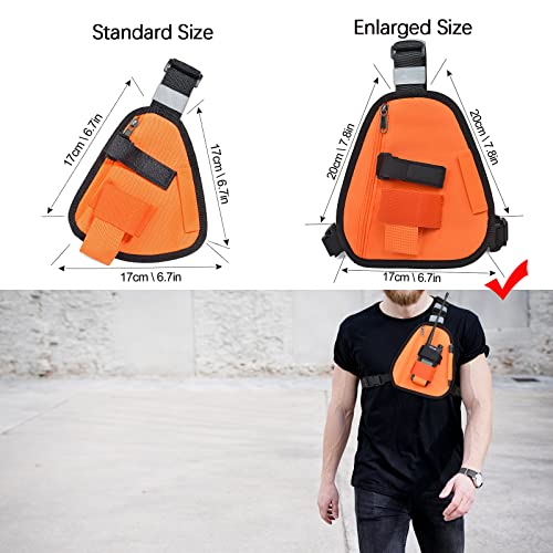 UAYESOK Two Way Radio Chest Pouch Holder Radio Chest Pack Shoulder Harness Holster Universal Vest Bag Case with Nylon Strap Belt for BAOFENG Motorola Midland Icom Cobra Walkie Talkie (Orange - Image 4