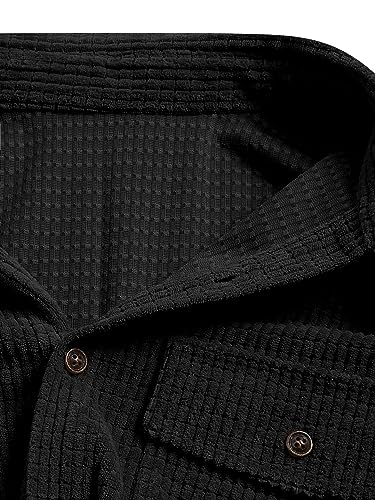 Image of ZAFUL Unisex Plaid Flannel Shirt Jacket Button Down Long Sleeve Pocket Coat Outwear | Mens Fall Clothes Lightweight Long Sleeve Button Down Flap Pocket Jacket Tops for Fall&Winter 2026