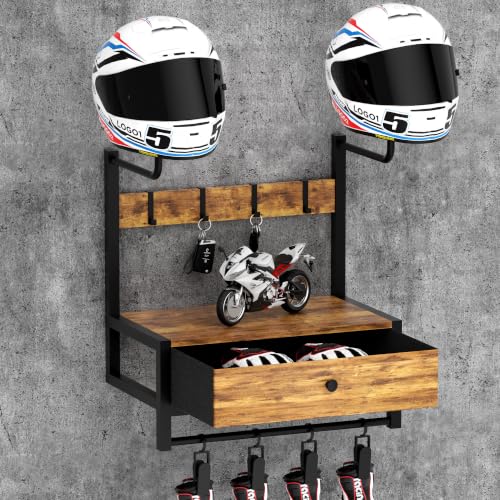 Image of Wall-Mounted Helmet Rack, Motorcycle Helmet Holder