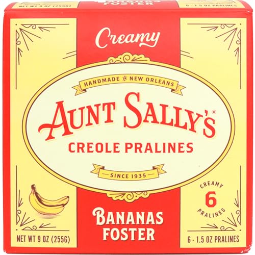 Aunt Sally's Creamy Banana Foster Pralines- 6 count box- New Orleans Most Famous Praline- Handmade Pecan Candy