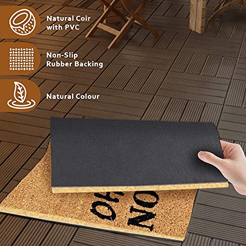 Image of Onlymat Quote Printed Anti-Slip Doormat (Black, Brown) Rectangular Shaped Entryway Rug Natural Coir with PVC Backing for Outdoor Entrance Home Mats Floor Door Hall Drawing Room Living (75 cm x 45 cm)