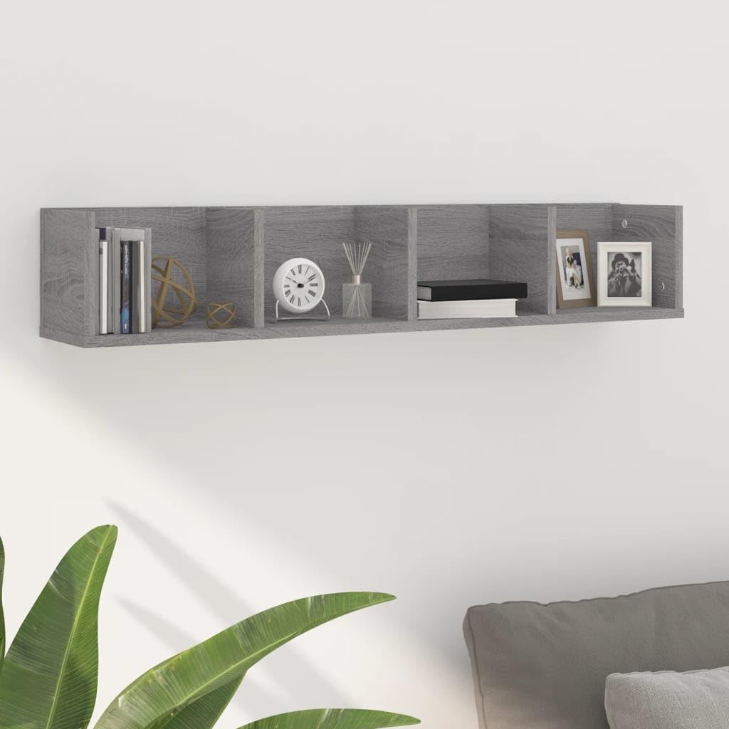 vidaXL Mensola a Muro CD Grigio Sonoma 100x18x18 cm Legno Multistrato, mensola Muro Porta CD, mensola pensile, scaffale a Muro, mensola a Parete