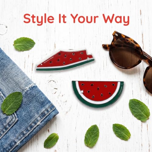 Image of Watermelon Brooch Pin Palestine, 2pcs Watermelon Enamel Pin Palestine Brooch Pin Hawaiian Fruit Shaped Brooches Watermelon Badge Breastpin Jewelry for Summer Luau