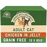 James Wellbeloved Adult Grain-Free Chicken in Jelly 12 Pouches, Hypoallergenic Wet Cat Food, Pack of 1 (12x85 g)
