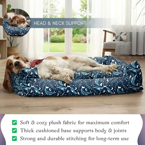 Image of SITSNOOZE XXXL Dog Bed (45kg+) for Tibetan Mastiff, Saint Bernard, Bully Kutta - Giant Orthopedic Washable Mattress, Heavy Duty Calming Sofa Lounger, Waterproof Cushion (Print 4, XXXL)